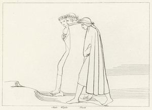 Statiuksen tapaaminen, Kiirastule, Canto 21 (kaiverrus) tekijältä John (after) Flaxman