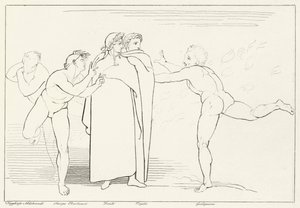 The Rain of Fire, Inferno, Canto 16 (kaiverrus) tekijältä John (after) Flaxman