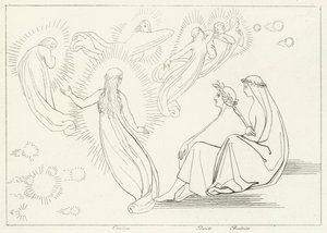 The Return of Cunissa, Paradise, Canto 9 (kaiverrus) tekijältä John (after) Flaxman