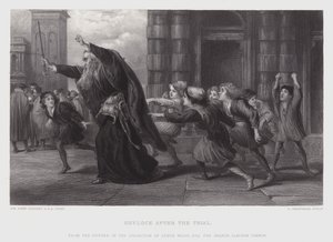 Shylock oikeudenkäynnin jälkeen (kaiverrus) tekijältä John (after) Gilbert