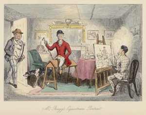 John Leech kuvitus Mr Spongen urheilukierrokselle (värillinen kaiverrus) tekijältä John (after) Leech