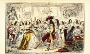 Kuningas Kaarle II tanssijuhlissa restauroinnin aikana, noin 1660