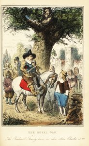 Kuningas Kaarle II piilottelee tammea Boscobel Woodissa Worcesterin taistelun jälkeen