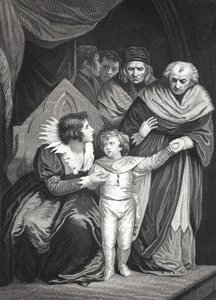 Elizabeth Woodville luovuttaa poikansa (litho)