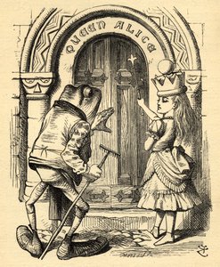 Liisa ja sammakko, kuvitus Lewis Carrollin (1832-98) teoksesta Through the Looking Glass, julkaistu ensimmäisen kerran 1871 (litho)