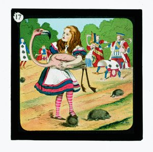 Liisa Ihmemaassa, värilliset lyhtydiat (lyhtyliukumäki) tekijältä John (after) Tenniel