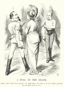 Punch-sarjakuva: Duel to the Death - Ranskan ja Preussin sota (kaiverrus) tekijältä John (after) Tenniel