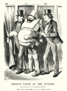 Punch-sarjakuva: Brittiläinen tulevaisuuden äänestäjä (kaiverrus) tekijältä John (after) Tenniel