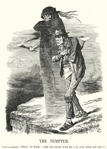 Punch-sarjakuva: The Tempter - anarkismin kiusaus työttömille (kaiverrus) tekijältä John (after) Tenniel