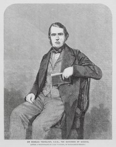Sir Charles Trevelyan, brittiläinen siirtomaahallintovirkamies (kaiverrus). tekijältä John (after) Watkins