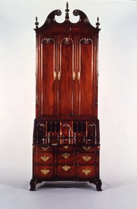 Nicholas Brown Chippendale -työpöytä ja kirjahylly, n. 1760-70 (mahonki) tekijältä John (attr. to) Goddard
