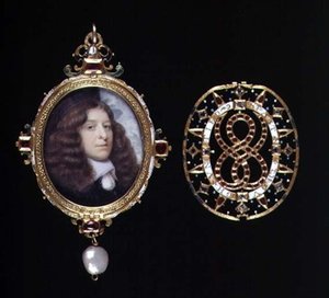 No.3863 Miniature ng isang hindi kilalang lalaki, sa isang ginto at alahas na frame at takip, c.1660 (vellum)finn tekijältä John (attr. to) Hoskins
