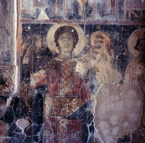 Enkeli, fresko bysanttilaisessa Agios Nikolaoksen kirkossa, Maza, Kreeta, Kreikka tekijältä Walter Charles Mills