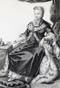 Katariina II, syntynyt Sophie Friederike Auguste (1729-1796), Venäjän keisarinna, kaiverrus tekijältä Walter Charles Mills