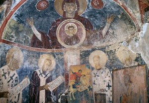Freskot bysanttilaisessa Agios Georgioksen kirkossa, Vathissa, Kreetalla, Kreikassa (kuva) tekijältä Walter Charles Mills