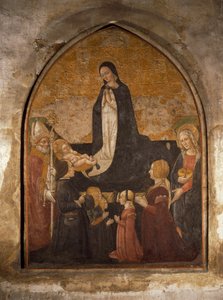 Italia, Milano, Pyhän Marian armollisen kirkko, Tornin kappeli, Neitsyt palvoo lasta, fresko tekijältä Walter Charles Mills