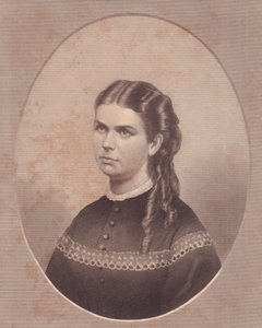 Pastori Edward Archibald Wanlessin vaimon Ada Kinsmanin (1845-1871) muotokuva, FE Jonesin kaiverrus, noin 1870 tekijältä Walter Charles Mills