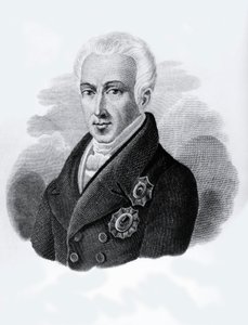 Kreivi Ioannis Antonios Kapodistriasin (1776-1831), Kreikan tasavallan presidentin 1828-1831 muotokuva, kaiverrus tekijältä Walter Charles Mills