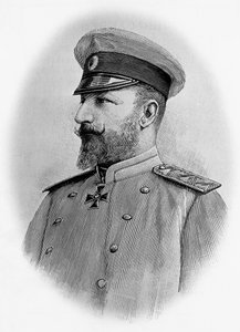 Bulgarian tsaarin Ferdinand I:n (1861-1948) muotokuva, kaiverrus tekijältä Walter Charles Mills