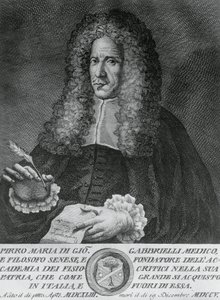 Pirro Maria Gabbriellin (1643-1705), italialaisen filosofin ja teoreettisen lääketieteen ja kasvitieteen professorin muotokuva, Cosimo Zocchin kaiverrus (toiminut 1740 - noin 1787) tekijältä Walter Charles Mills