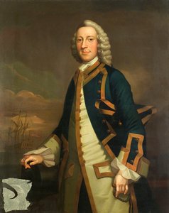 Kapteenin muotokuva, noin 1750 (öljy kankaalle). tekijältä John (attr.to) Wollaston