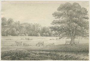 Hagley Hall: kynä- ja pesupiirustus, 4. toukokuuta 1814