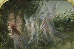 Huonekalut ja erilaiset esineet 1100- ja 1300-luvuilta tekijältä John Anster Fitzgerald