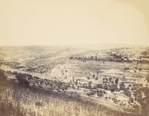 Getsemanen puutarha ja näkymä Jerusalemiin, 1860-luku.