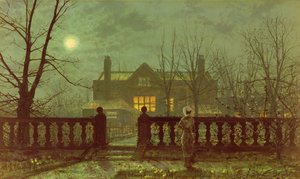 Nainen puutarhassa kuunvalossa, 1882 tekijältä John Atkinson Grimshaw