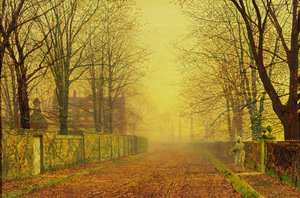 Evening Glow, n. 1884 (öljy kankaalle) tekijältä John Atkinson Grimshaw