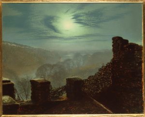 J.A.Grimshaw, Täysikuu cirruspilven takana, Roundhay P. tekijältä John Atkinson Grimshaw