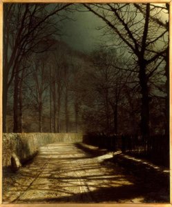 J.A.Grimshaw, Kuutamoinen kaista, jossa kaksi rakastajaa portin vieressä / Jalokivi. tekijältä John Atkinson Grimshaw