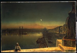 Rouen yöllä Pont de Pierrestä, 1878 tekijältä John Atkinson Grimshaw