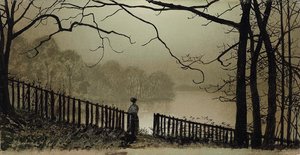 Waterloo Lake, Roundhay Park, Leeds, 1876-7 tekijältä John Atkinson Grimshaw