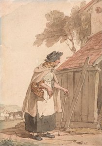 Vanha nainen kantaa koria tekijältä John Augustus Atkinson