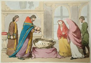 Taiteilijan kaivertama kaste, julkaistu 1804 (värilitho) tekijältä John Augustus Atkinson