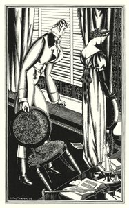 Lord Byronin kuvitus Don Juanille: Don Jose ja hänen rouva riitelivät, miksi? (litografia) tekijältä John Austen