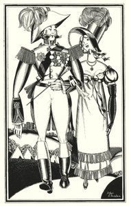 Lord Byronin kuvitus Don Juanille: mitalit, arvosanat, nauhat, pitsi, kirjonta, tulipunainen (litho) tekijältä John Austen