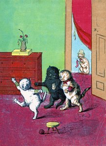 Kolme pientä kissanpentua lapasissa, kuvitus teoksesta "Three Little Kittens" 1859