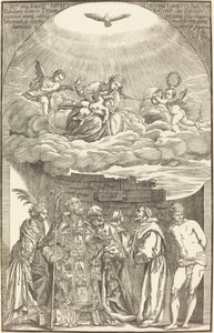 Neitsyt pilvissä ja kuusi pyhää tekijältä John Baptist Jackson after Titian