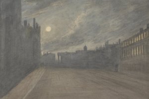 Broad Street, Oxford, täysikuu, 1790 (wc hiilen päällä ja grafiitti paperilla)