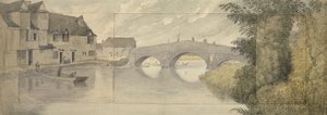 Hythe Bridge, Oxford, 1789 (akvarelli grafiitin päällä kolmelle paperiarkille liimattu suurelle arkille) tekijältä John Baptist Malchair