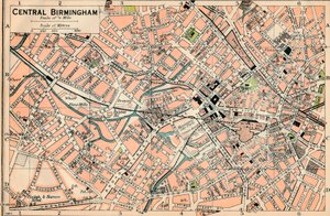 Birminghamin keskusta, 1900-luku tekijältä John Bartholomew