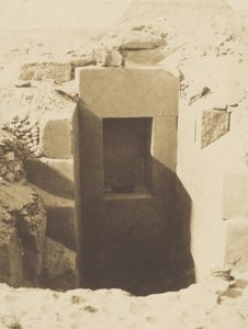 Pyramides de Giseh, Travaux de M.Mariette, Porte de Granit Découverte à Gauche du Sphinx Excavations