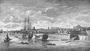 Woolwich Dockyard from the Thames, n. 1750, 1912. Taiteilijat: Tuntematon, John Boydell.