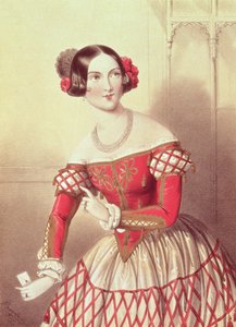 Madame Sontag Rosina: "Sevillan parturi", taiteilijan kaivertama, 1849