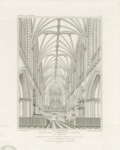 Interior de la catedral de Lichfield - Cor: gravat, nd [c 1820] (impressió)