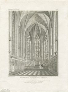 Lichfieldin katedraalin sisustus - Lady Chapel: kaiverrus ja [c 1820] (painettu)