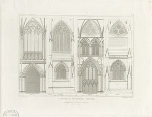 Lichfieldin katedraalin sisustus - nave ja kuoro: kaiverrus, nd [c 1819] (tulostus)