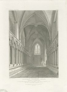 Lichfieldin katedraalin sisustus - Kapitaalitalon eteinen: kaiverrus, nd [c 1819] (painettu)